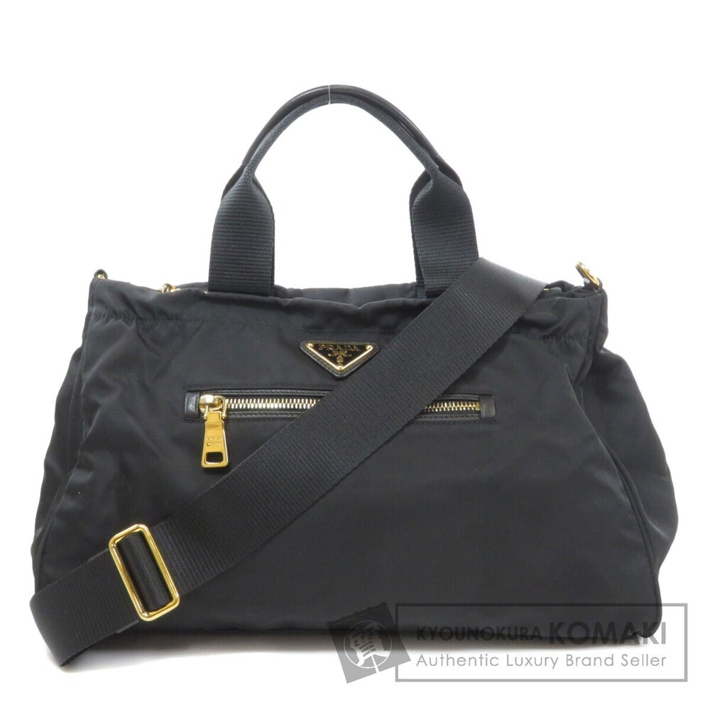 Prada logo plate Tessuto 2way handbag black
